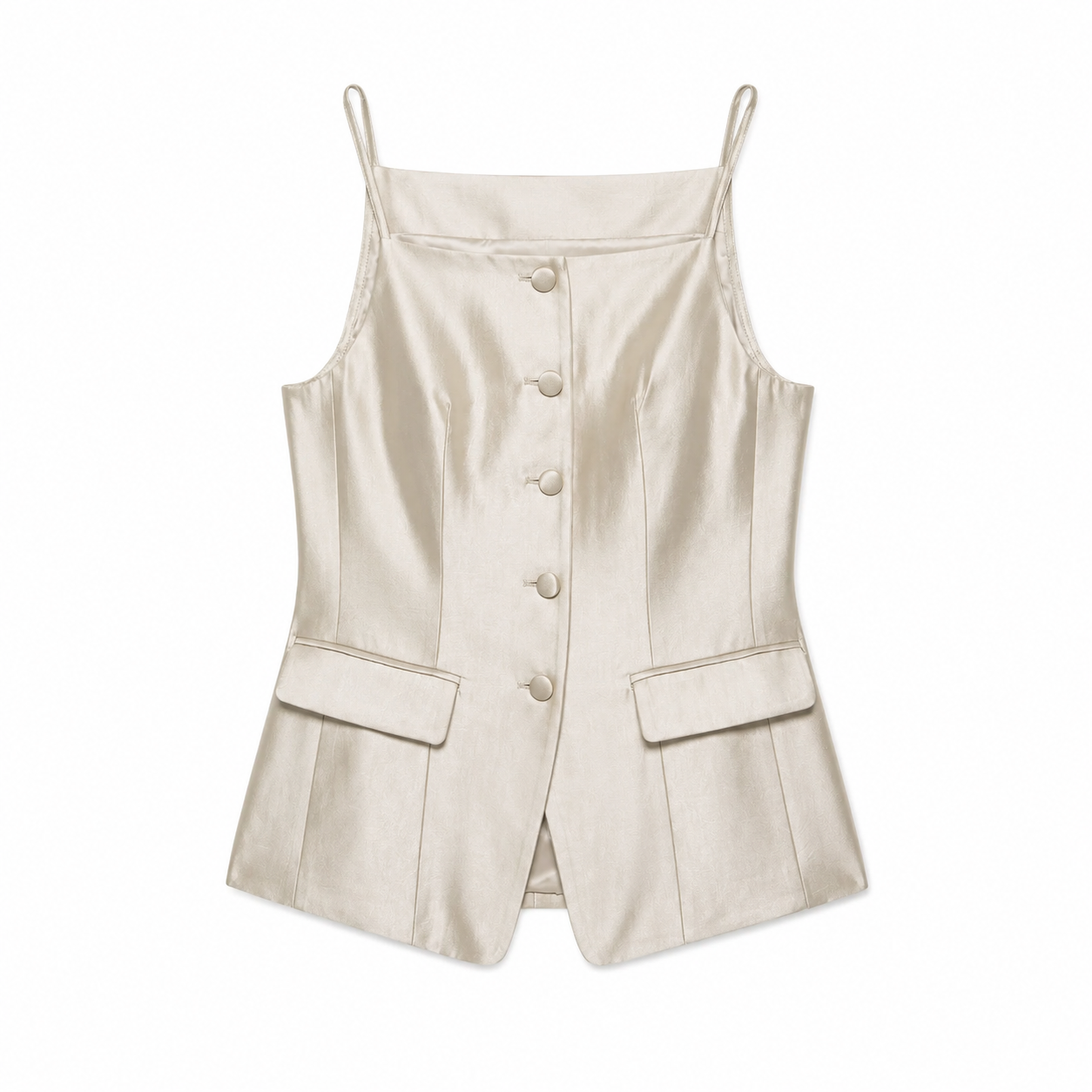 Aura Satin Set – Elegantes Damen Zweiteiler Set mit weiter Hose in Beige