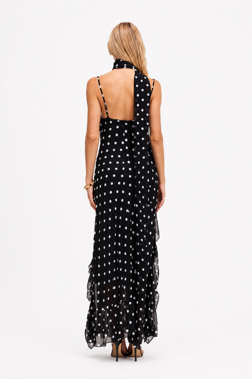 Muse Dot Dress –  Maxi Kleid mit Schal