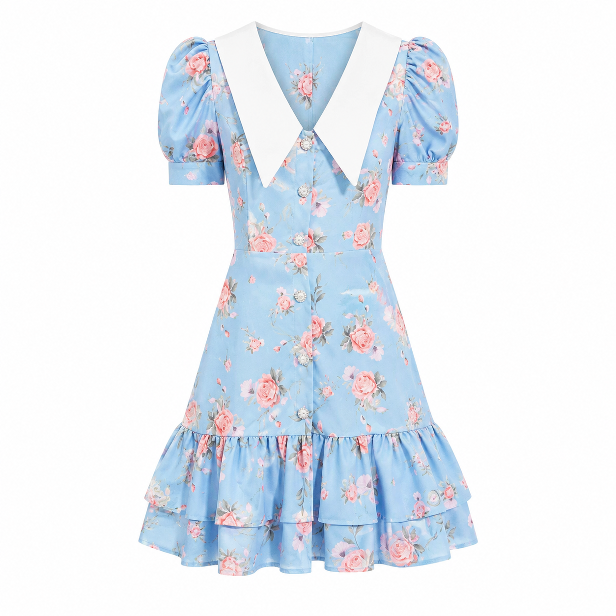 Lolita Kleid – Elegantes Mini-Kleid mit Blumenmuster und Rüschen