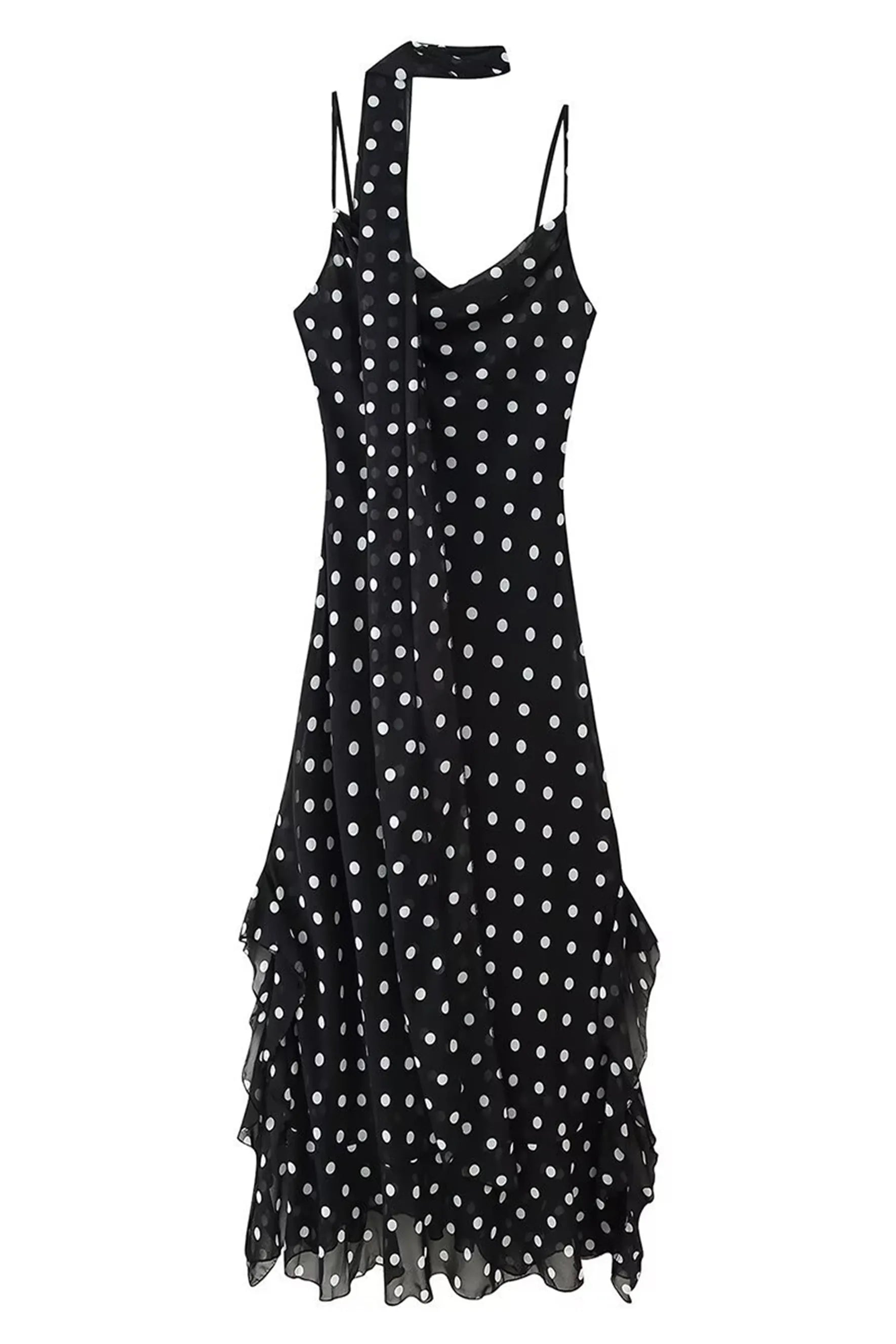 Muse Dot Dress –  Maxi Kleid mit Schal