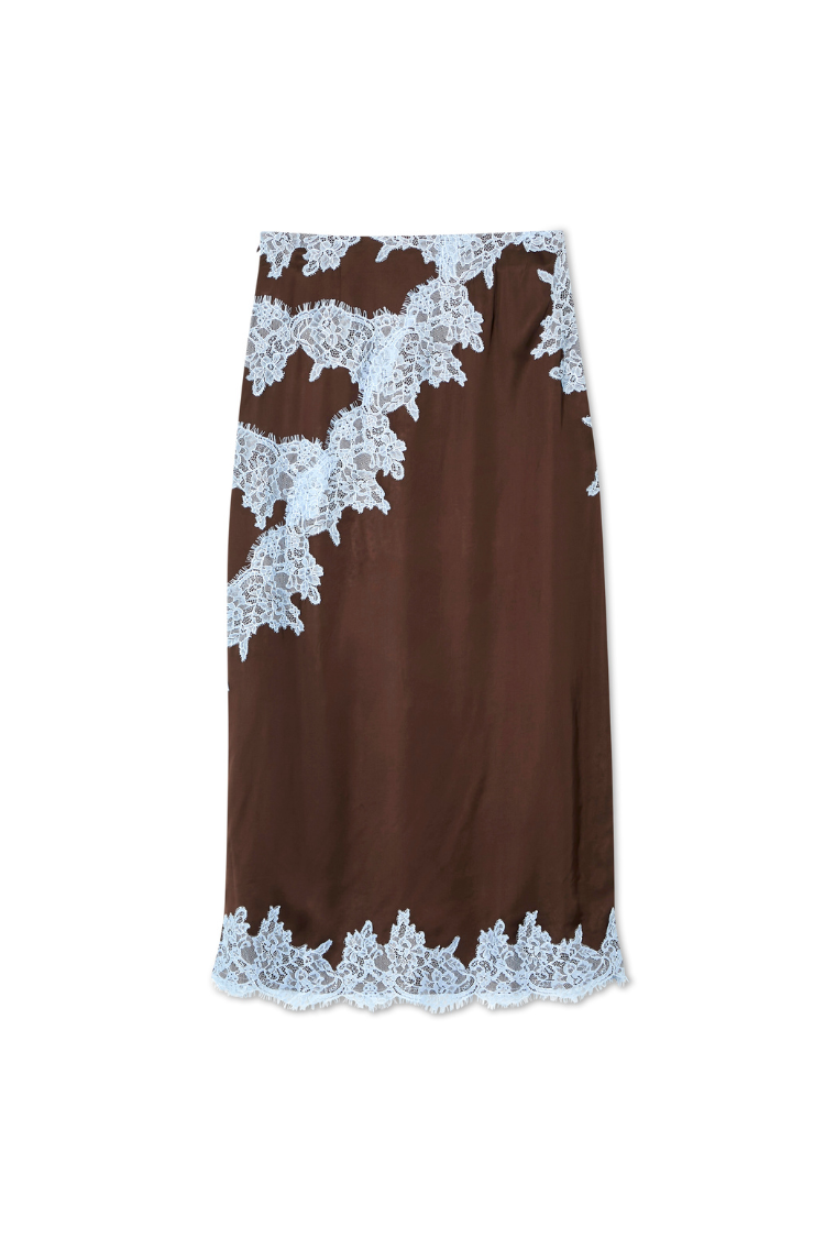 Selina Lace Set – Elegantes Satin Damen Set mit Spitze in Braun