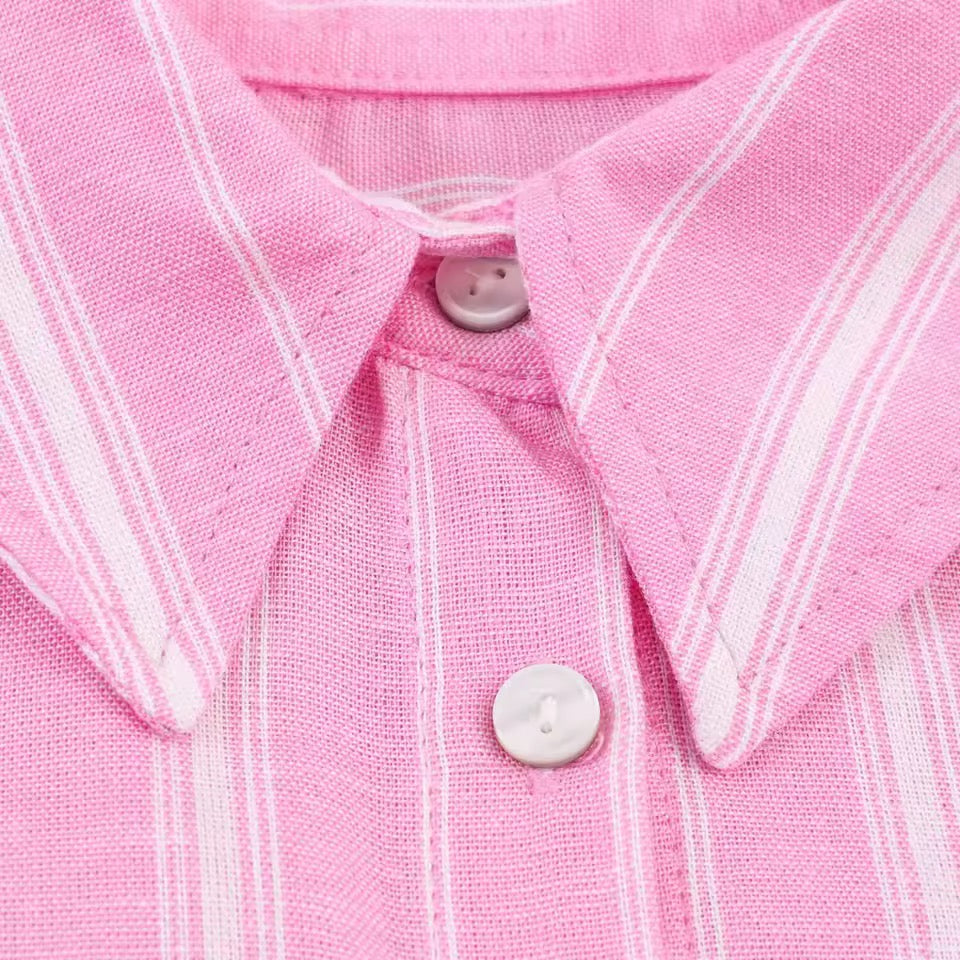 Rosalie Stripe Set – Feminines Damen Zweiteiler Set in Rosa