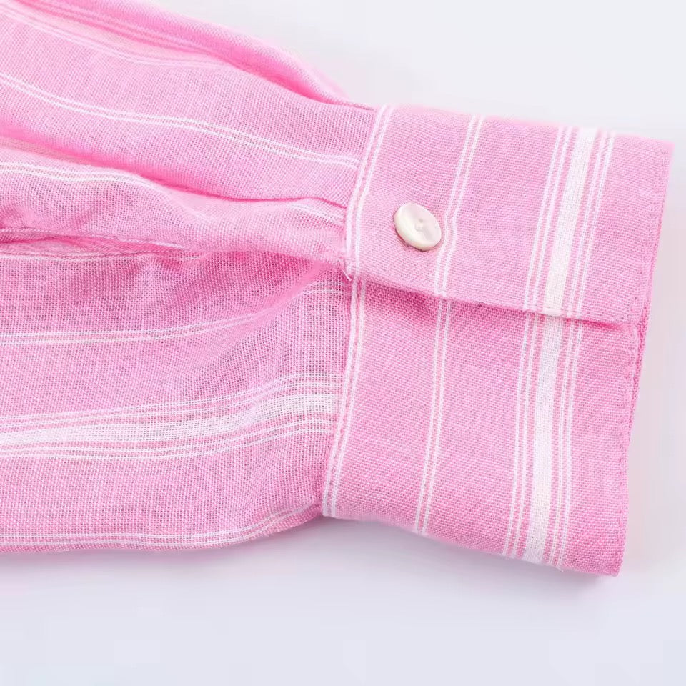 Rosalie Stripe Set – Feminines Damen Zweiteiler Set in Rosa