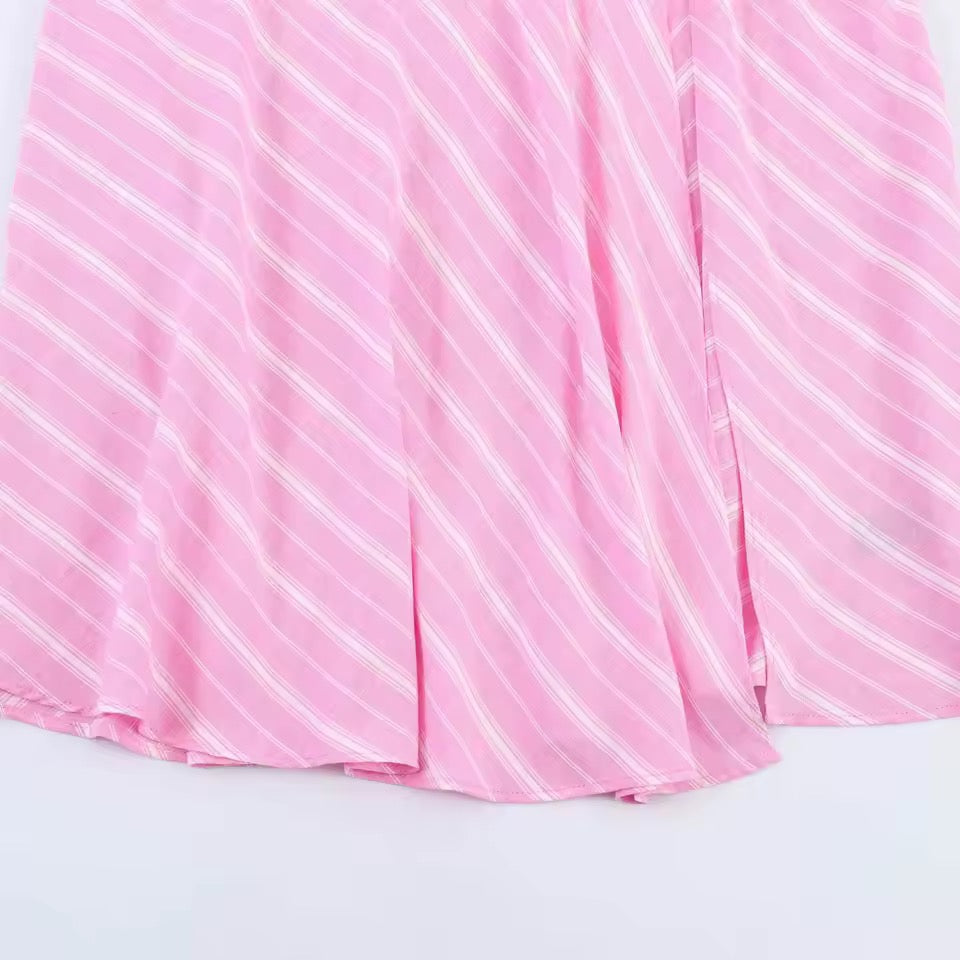 Rosalie Stripe Set – Feminines Damen Zweiteiler Set in Rosa