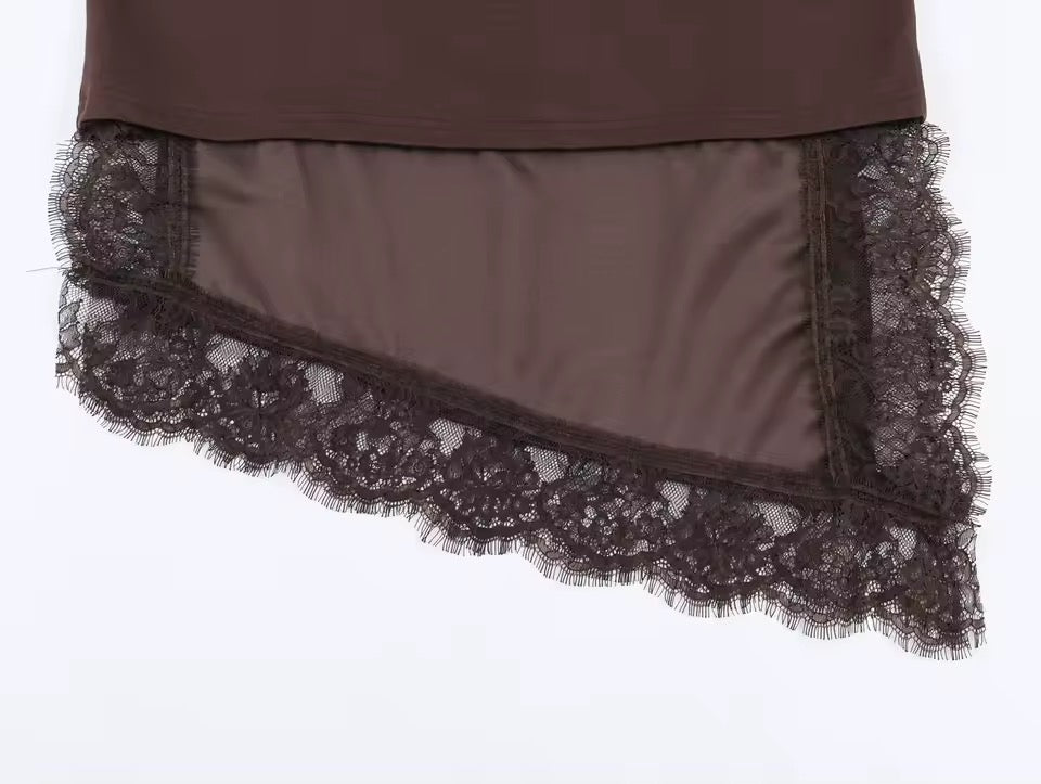 Éloise Lace Tee – Elegantes Oversize Damen T-Shirt mit Satin & Spitze