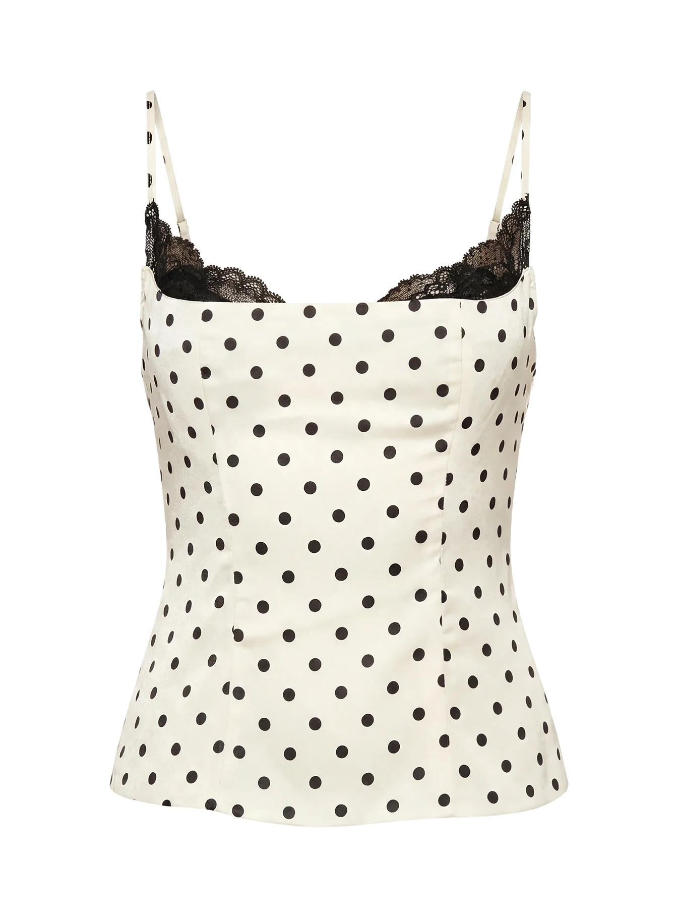 Luna Polka Dot Spitzen Top – Elegantes Damen Camisole mit Spitze & Slim Fit