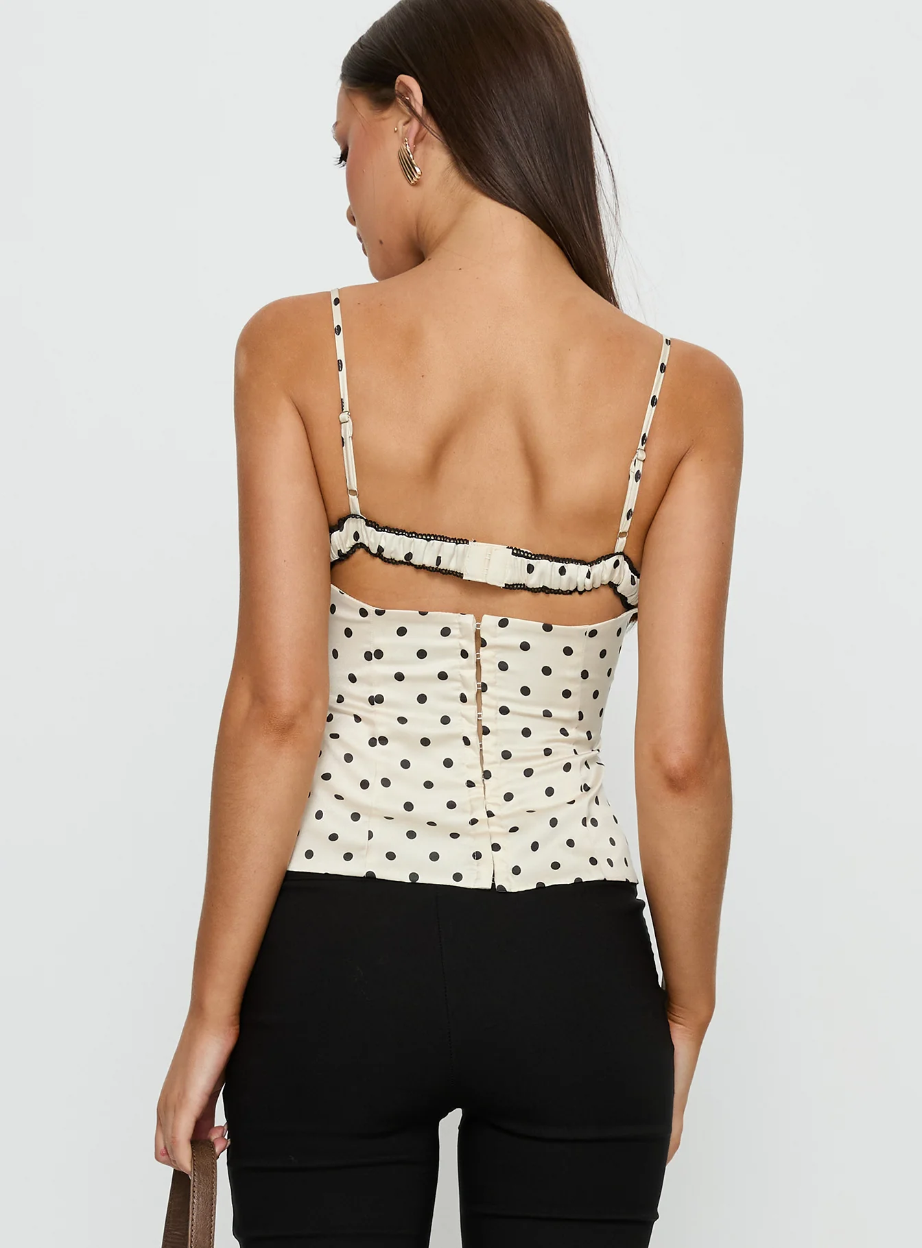 Luna Polka Dot Spitzen Top – Elegantes Damen Camisole mit Spitze & Slim Fit