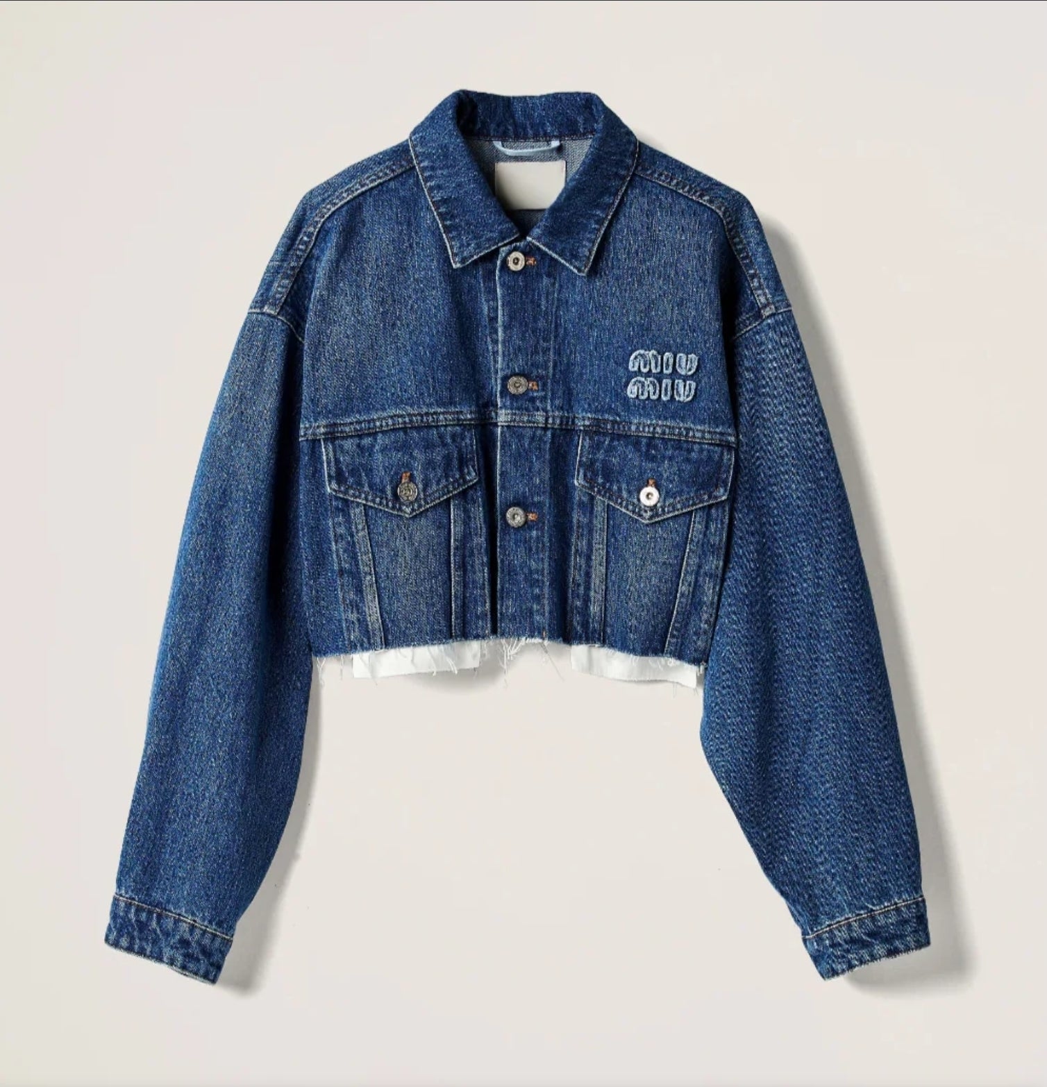 Cropped Denim Logo Jacket – Inspired by High-End Street Style