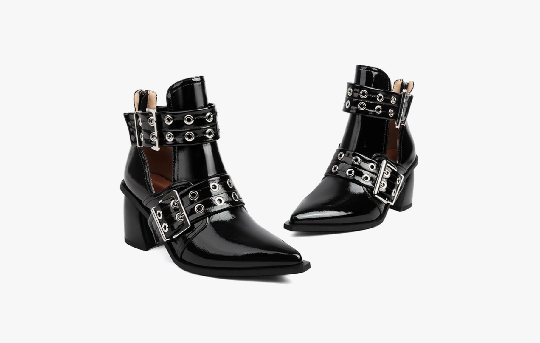 Mules-Sandalen aus echtem Leder mit Gürtelschnalle und spitzer Zehenpartie