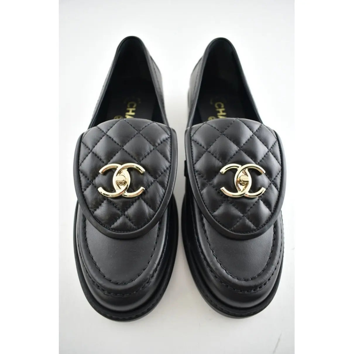 Luxury-Inspired Quilted Loafers | Chunky Sole & Gold-Tone Chain Detail