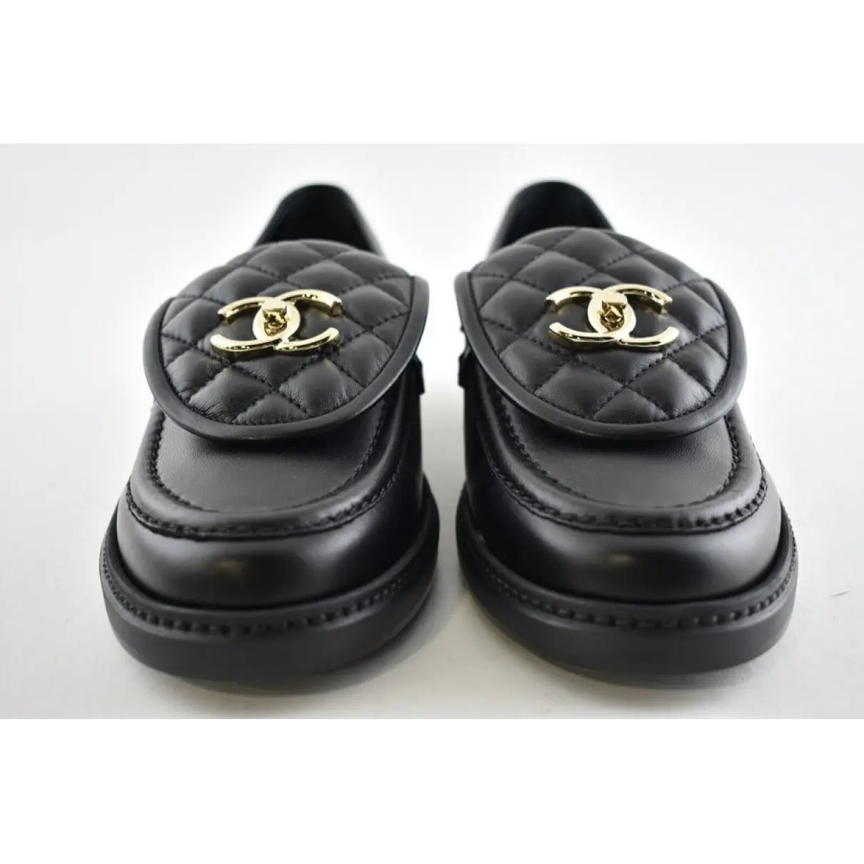 Luxury-Inspired Quilted Loafers | Chunky Sole & Gold-Tone Chain Detail